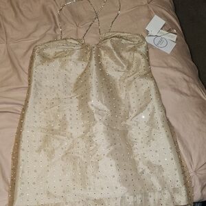 Elegant Cream Beaded Dress